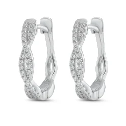 Beaverbrooks Silver Cubic Zirconia Twist Hoop Earrings