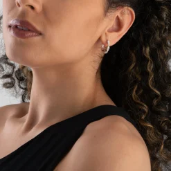 Beaverbrooks Silver Cubic Zirconia Twist Hoop Earrings