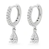 Beaverbrooks Silver Cubic Zirconia Pear Drop Huggie Hoop Earrings