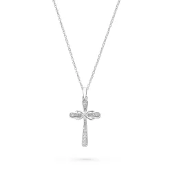 Beaverbrooks Silver Cubic Zirconia Infinity Cross Pendant