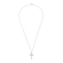Beaverbrooks Silver Cubic Zirconia Infinity Cross Pendant