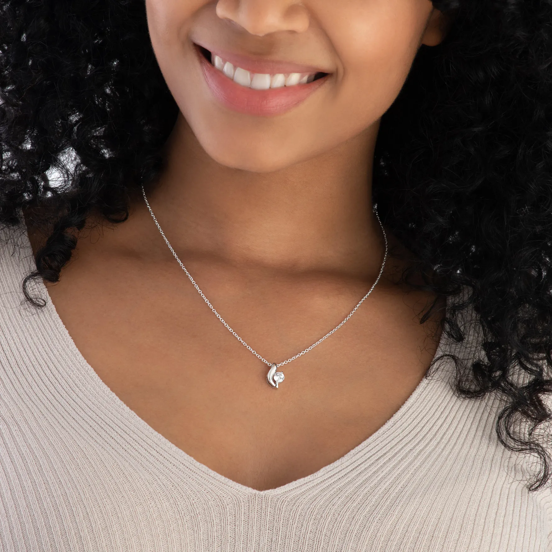 Beaverbrooks Silver Cubic Zirconia Pendant