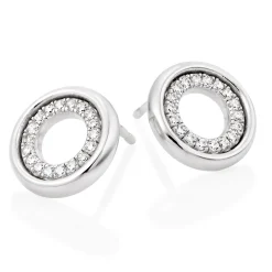 Beaverbrooks Silver Cubic Zirconia Circle Stud Earrings