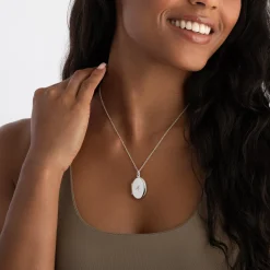 Beaverbrooks Silver Cubic Zirconia Starburst Locket