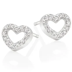 Beaverbrooks Silver Cubic Zirconia Heart Stud Earrings