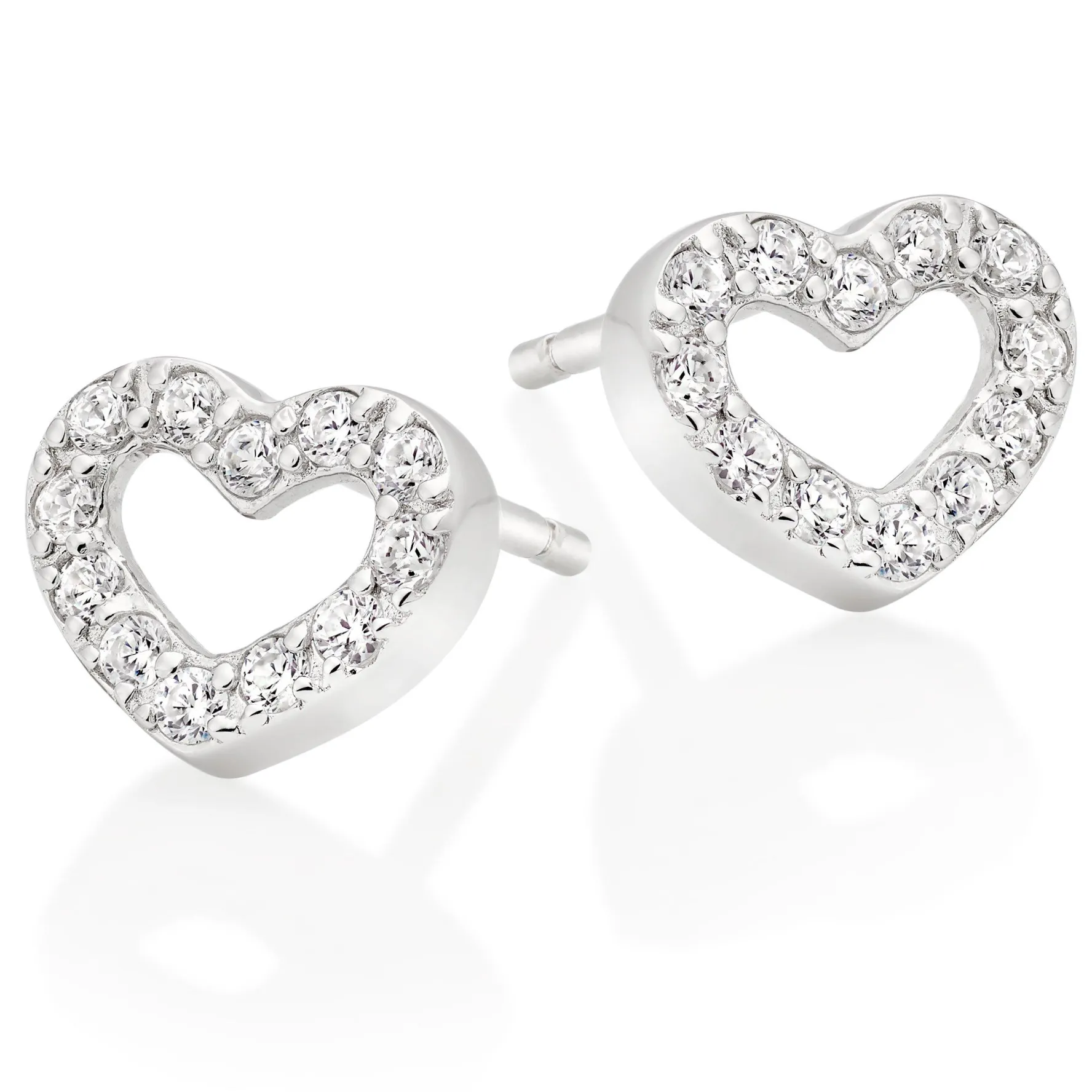Beaverbrooks Silver Cubic Zirconia Heart Stud Earrings