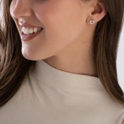 Beaverbrooks Silver Cubic Zirconia Heart Stud Earrings