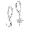 Beaverbrooks Silver Cubic Zirconia Moon Star Earrings