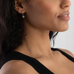 Beaverbrooks Silver Cubic Zirconia Moon Star Earrings