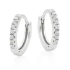 Beaverbrooks Silver Cubic Zirconia Huggie Hoop Earrings