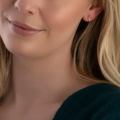 Beaverbrooks Silver Cubic Zirconia Huggie Hoop Earrings
