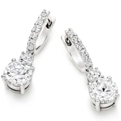 Beaverbrooks Silver Cubic Zirconia Drop Earrings