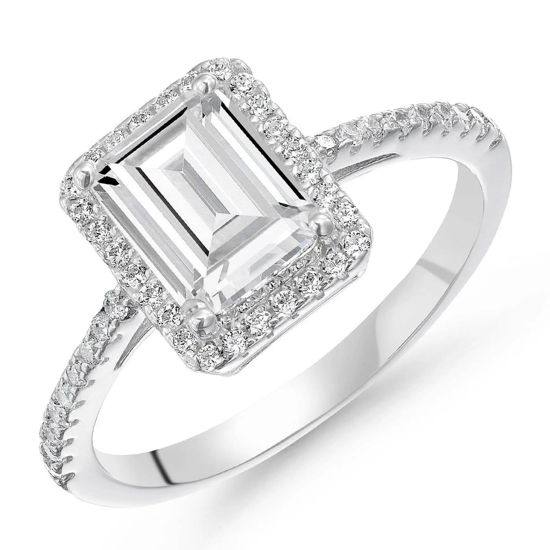 Beaverbrooks Silver Cubic Zirconia Halo Ring