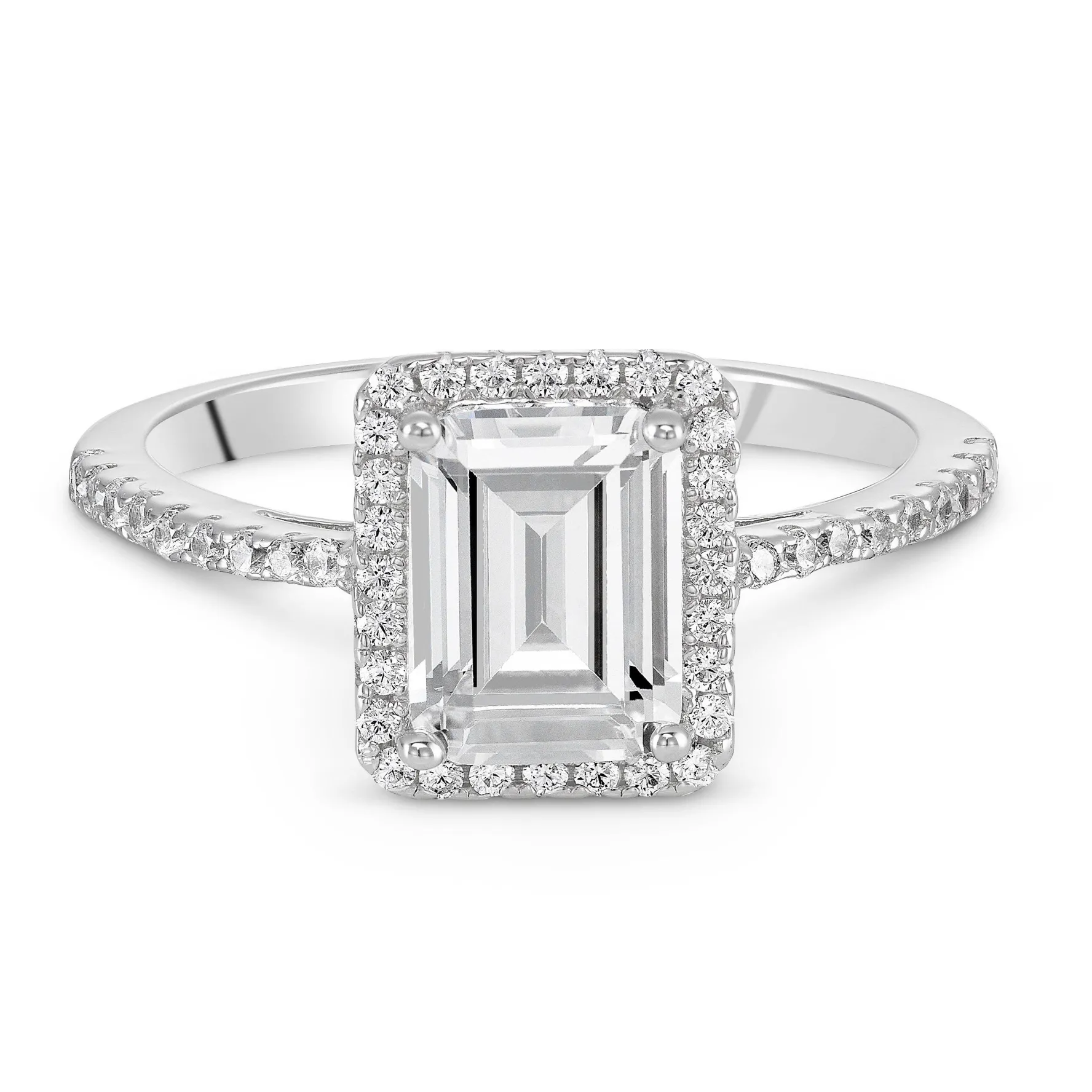 Beaverbrooks Silver Cubic Zirconia Halo Ring