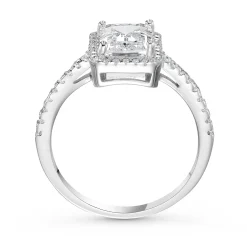 Beaverbrooks Silver Cubic Zirconia Halo Ring