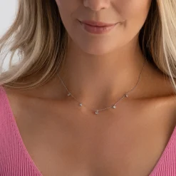 Beaverbrooks Silver Cubic Zirconia Choker Necklace