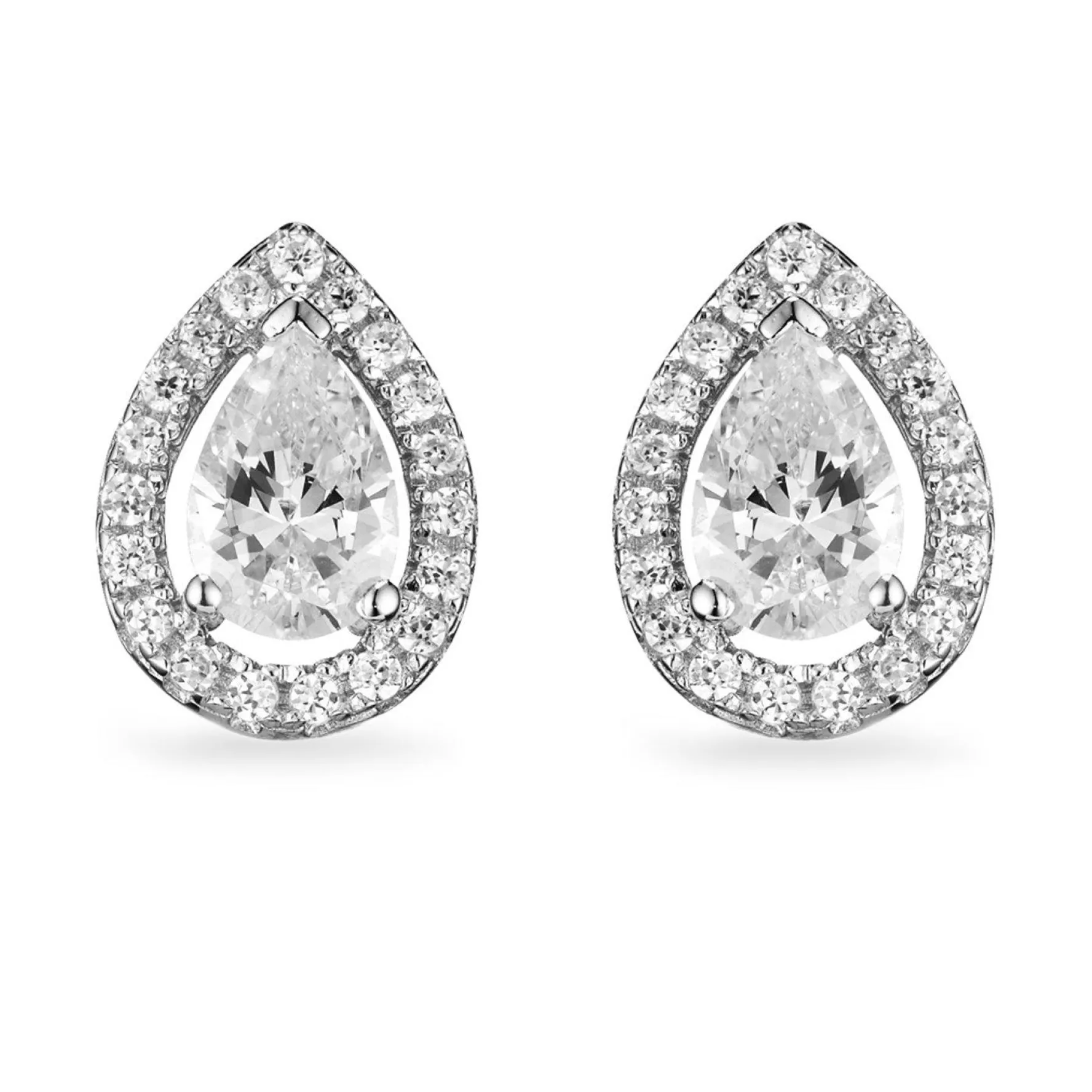 Beaverbrooks Silver Cubic Zirconia Teardrop Stud Earrings