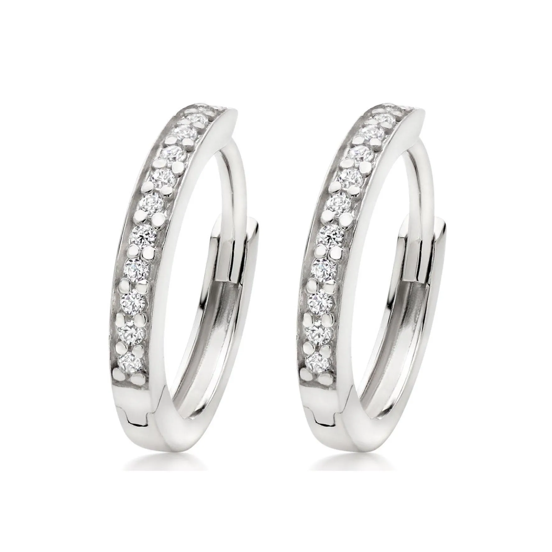 Beaverbrooks Silver Cubic Zirconia Huggie Hoop Earrings