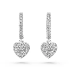 Beaverbrooks Silver Cubic Zirconia Heart Huggie Hoop Earrings