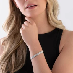 Beaverbrooks Silver Cubic Zirconia Triple Row Bangle