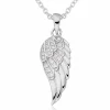 Beaverbrooks Silver Cubic Zirconia Angel Wing Pendant