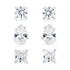 Beaverbrooks Silver Cubic Zirconia Fancy Cut Earrings Set