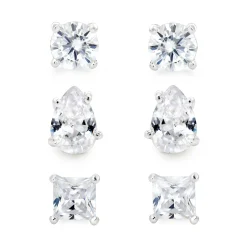 Beaverbrooks Silver Cubic Zirconia Fancy Cut Earrings Set