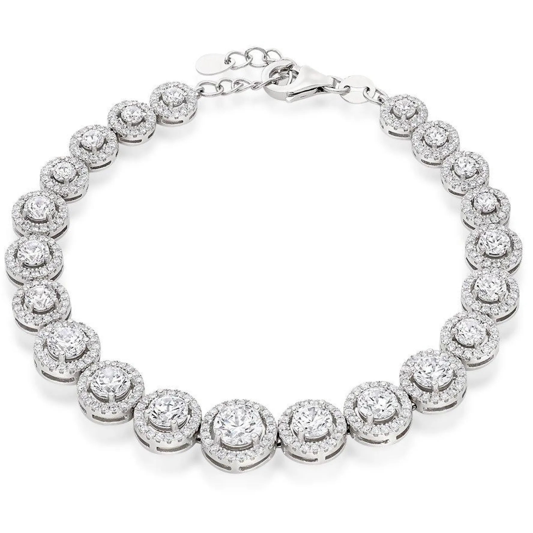 Beaverbrooks Silver Cubic Zirconia Graduated Halo Bracelet