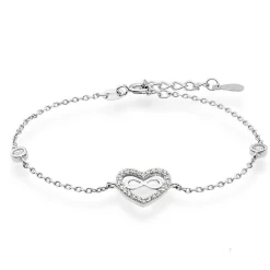Beaverbrooks Silver Cubic Zirconia Infinity Heart Bracelet