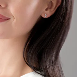 Beaverbrooks Silver Cubic Zirconia Moon & Star Stud Earrings