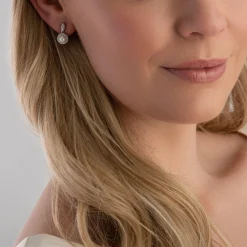 Beaverbrooks Silver Cubic Zirconia Freshwater Cultured Pearl Drop Earrings