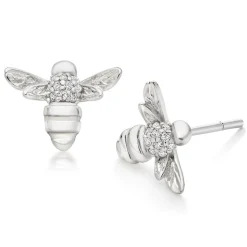 Beaverbrooks Silver Cubic Zirconia Bumble Bee Stud Earrings