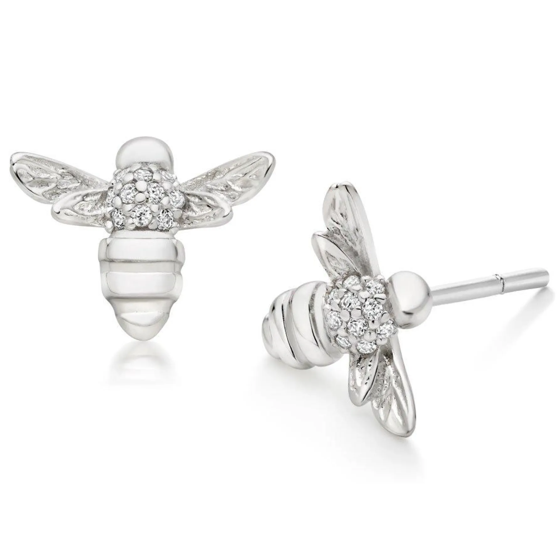 Beaverbrooks Silver Cubic Zirconia Bumble Bee Stud Earrings