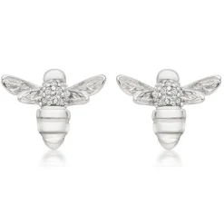Beaverbrooks Silver Cubic Zirconia Bumble Bee Stud Earrings