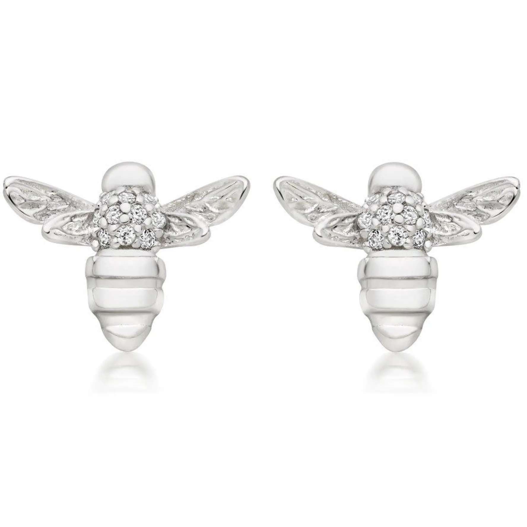 Beaverbrooks Silver Cubic Zirconia Bumble Bee Stud Earrings