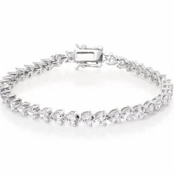 Beaverbrooks Silver Cubic Zirconia Heart Tennis Bracelet