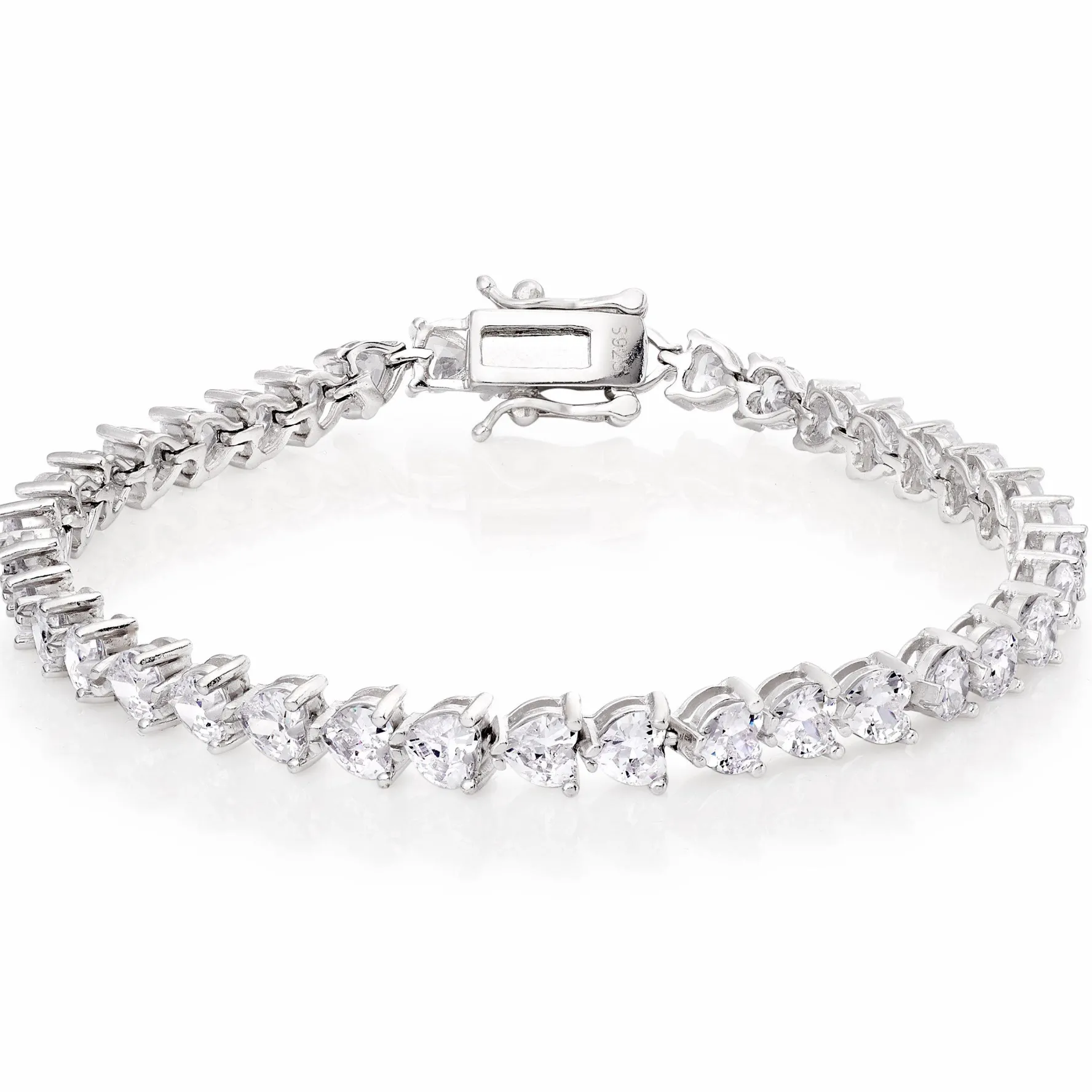 Beaverbrooks Silver Cubic Zirconia Heart Tennis Bracelet
