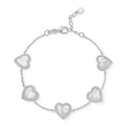 Beaverbrooks Silver Cubic Zirconia Mother of Pearl Heart Bracelet