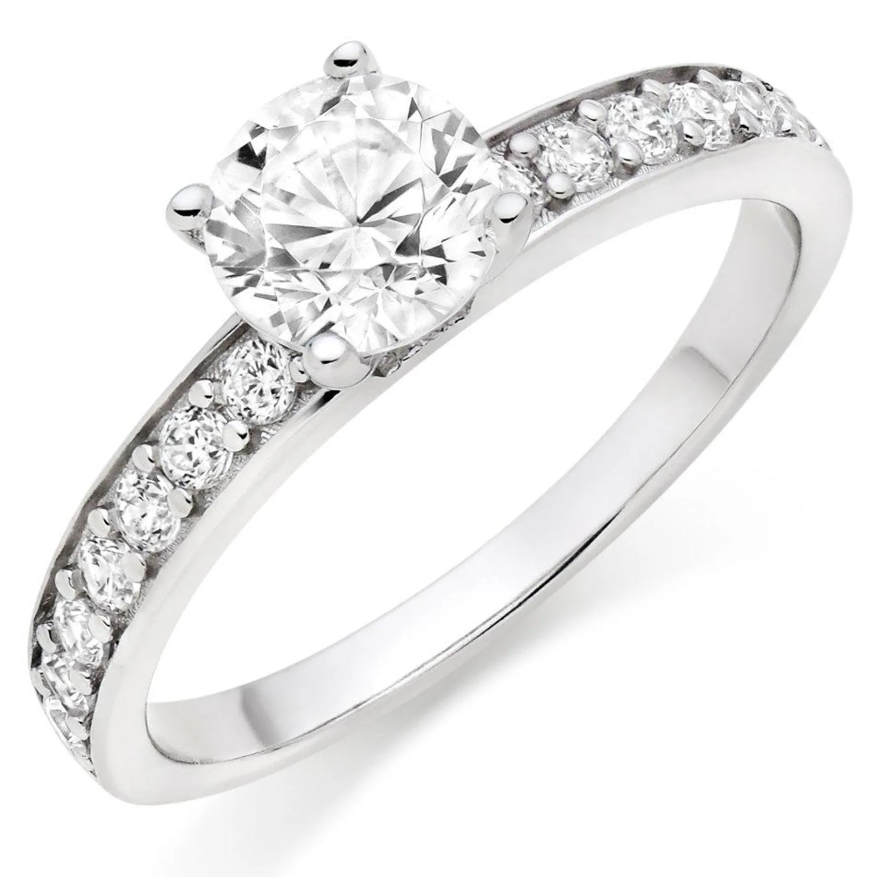Beaverbrooks Silver Cubic Zirconia Solitaire Ring