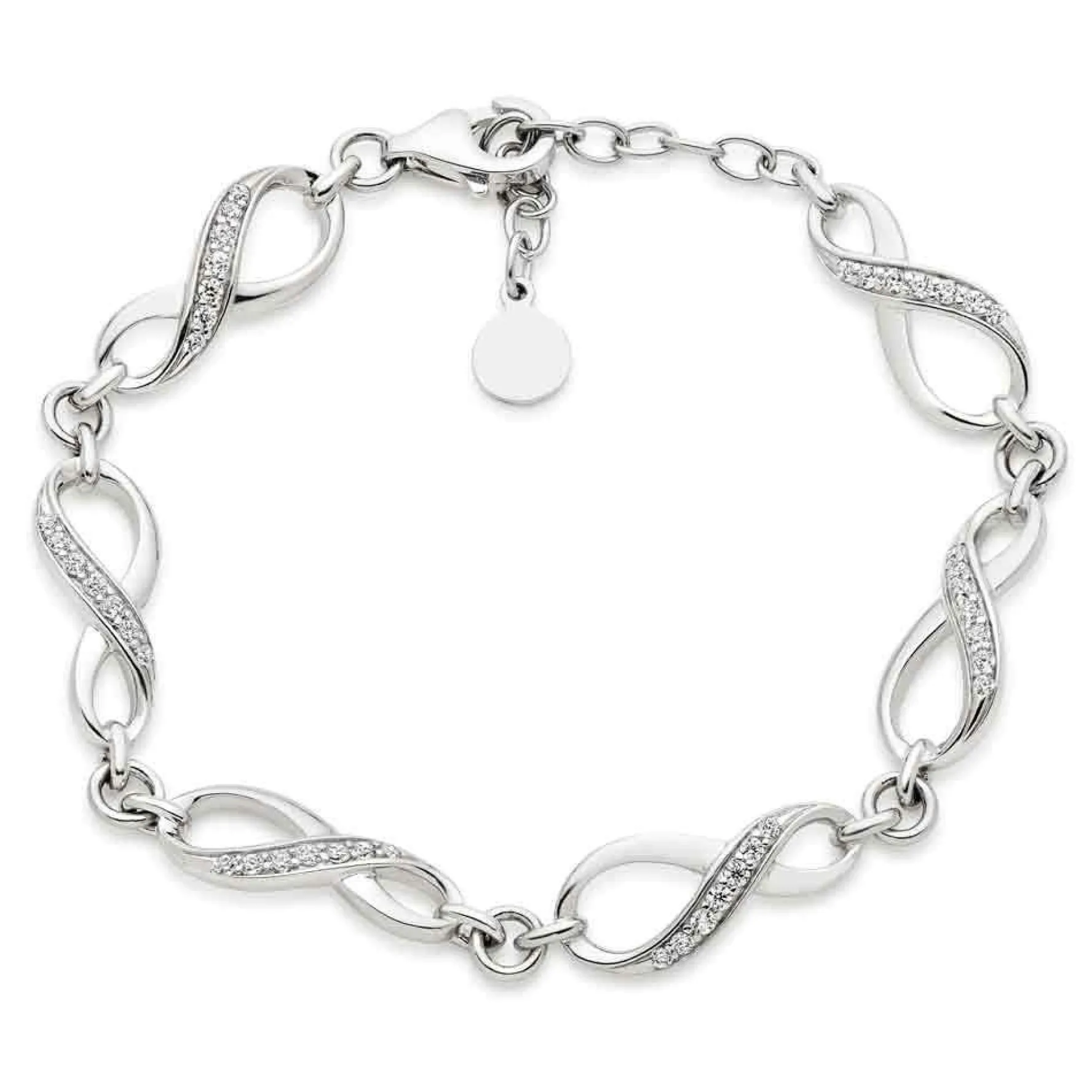 Beaverbrooks Silver Cubic Zirconia Infinity Bracelet