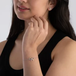 Beaverbrooks Silver Cubic Zirconia Bow Stud Earrings