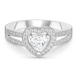Beaverbrooks Silver Cubic Zirconia Heart Ring