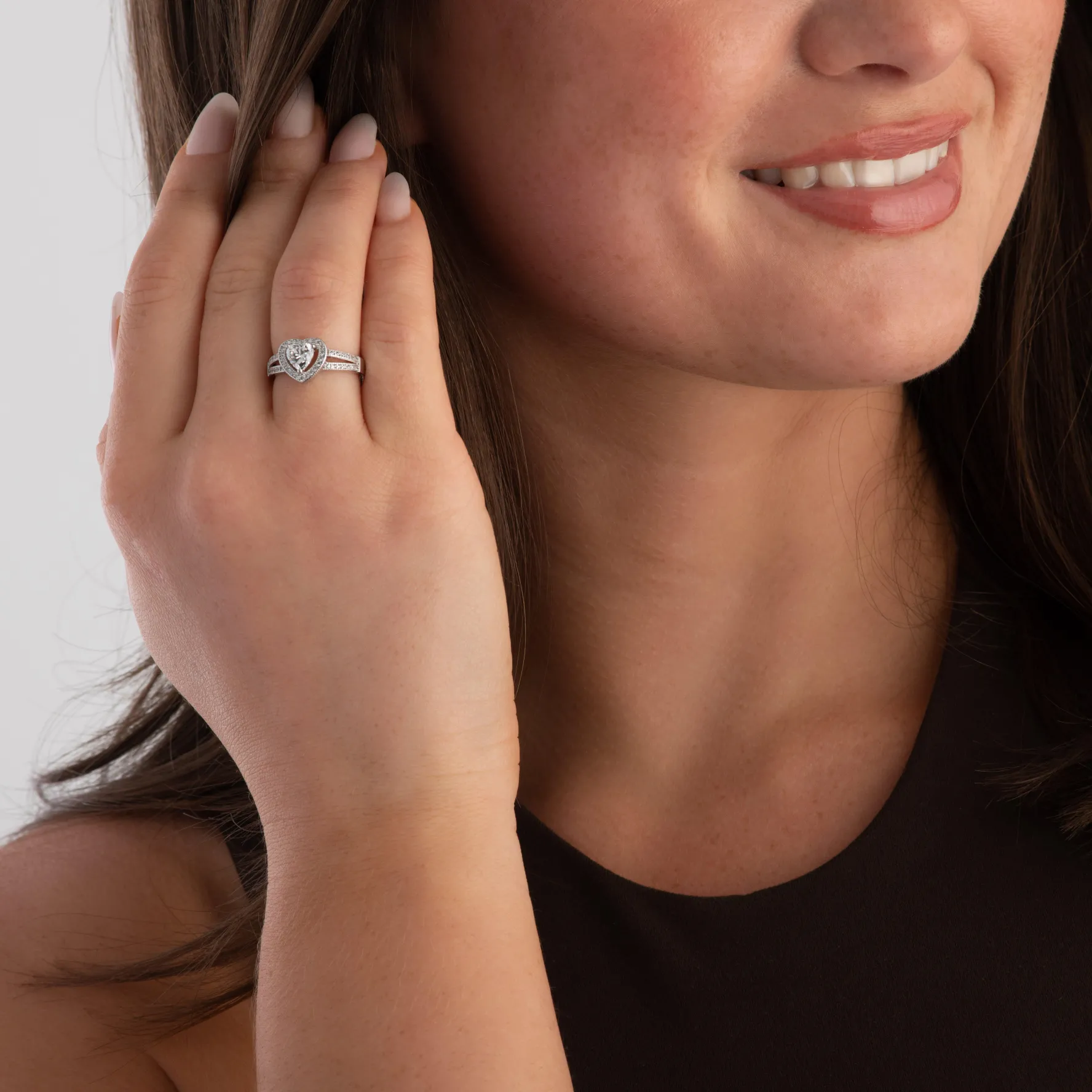 Beaverbrooks Silver Cubic Zirconia Heart Ring