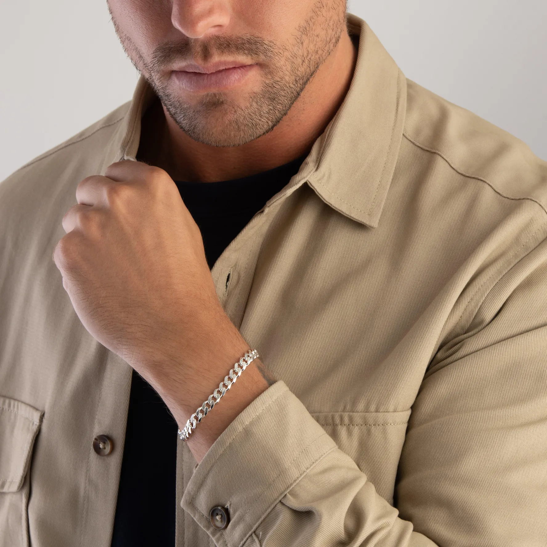 Beaverbrooks Silver Curb Men's Bracelet