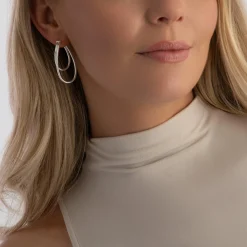 Beaverbrooks Silver Double Hoop Earrings