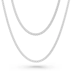 Beaverbrooks Silver Father and Son Curb Chain Set