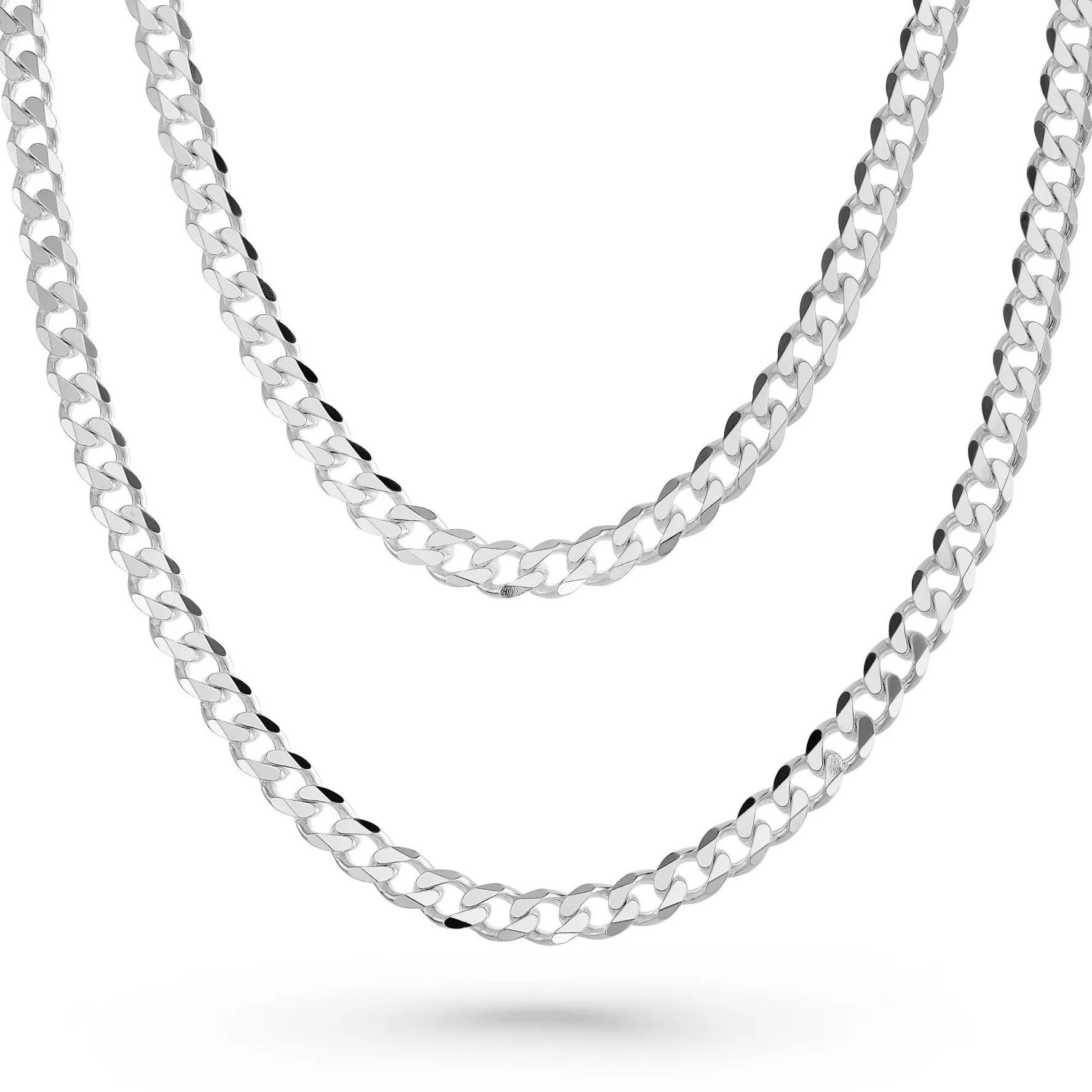Beaverbrooks Silver Father and Son Curb Chain Set