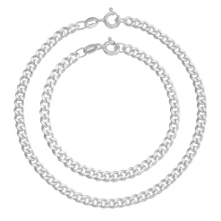 Beaverbrooks Silver Father and Son Curb Bracelet Set