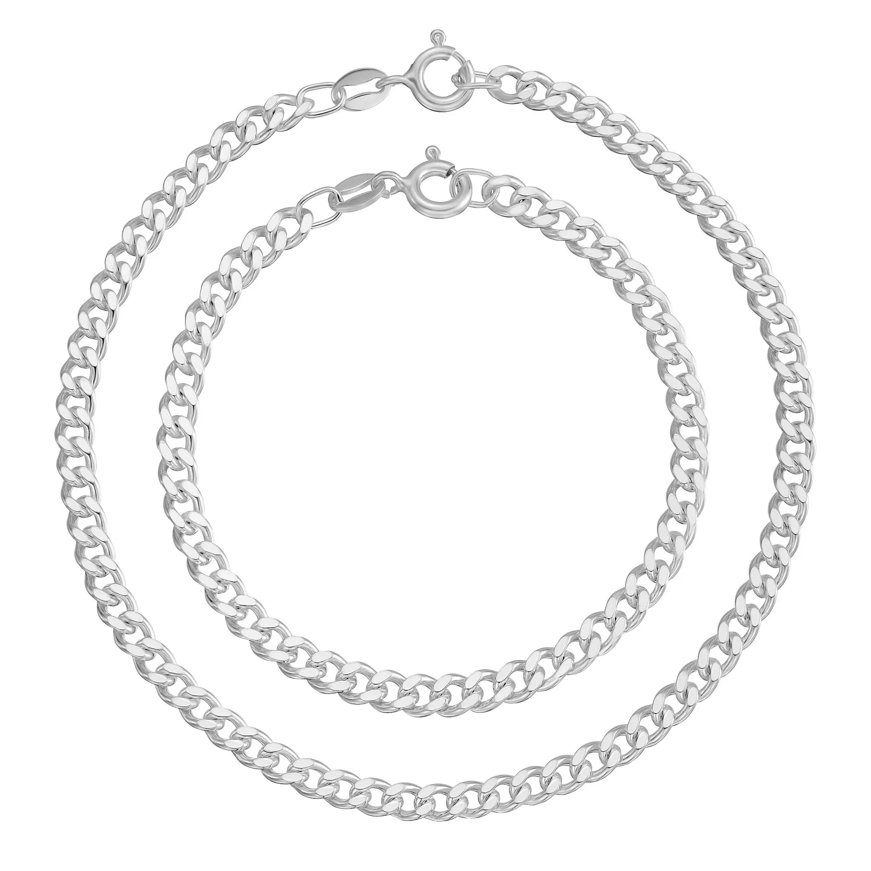 Beaverbrooks Silver Father and Son Curb Bracelet Set