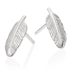 Beaverbrooks Silver Feather Stud Earrings